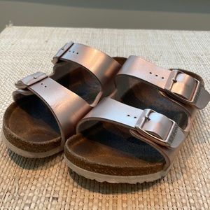 Birkenstock rose gold Arizona Birko Flor sandals